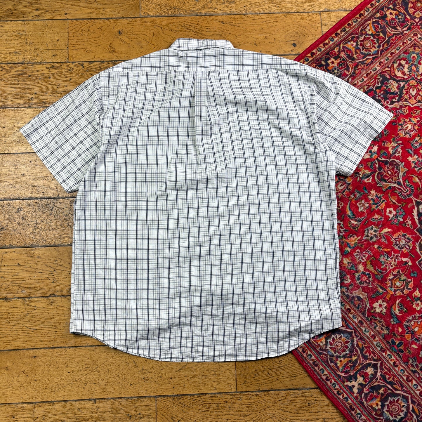 Vintage Ralph Lauren White Short Sleeve Check Embroidered Shirt - 2XL