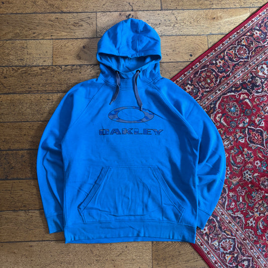 Vintage Oakley Blue Hoodie Y2K Sweatshirt - L