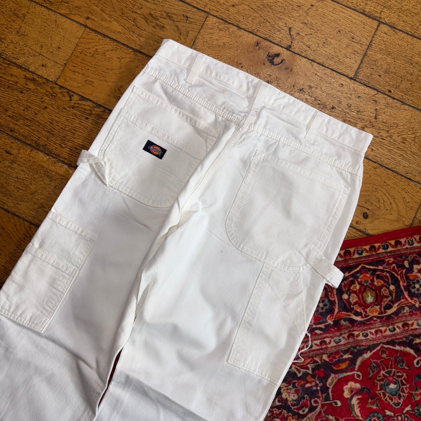 Vintage Dickies Workwear Carpenter White Baggy Trousers - 32L
