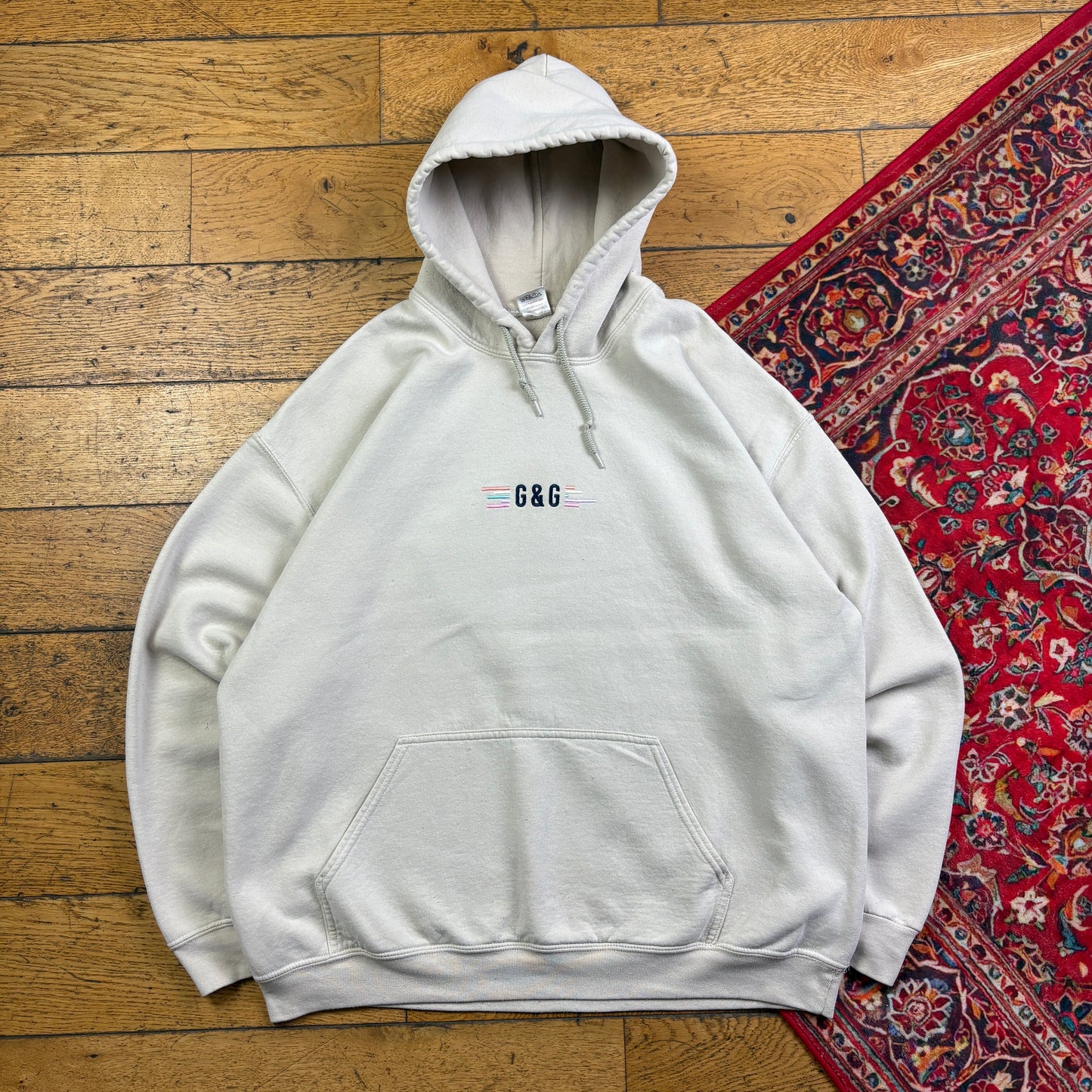 Vintage Goose and Gander Cream Embroidered Hoodie Sweatshirt - XL