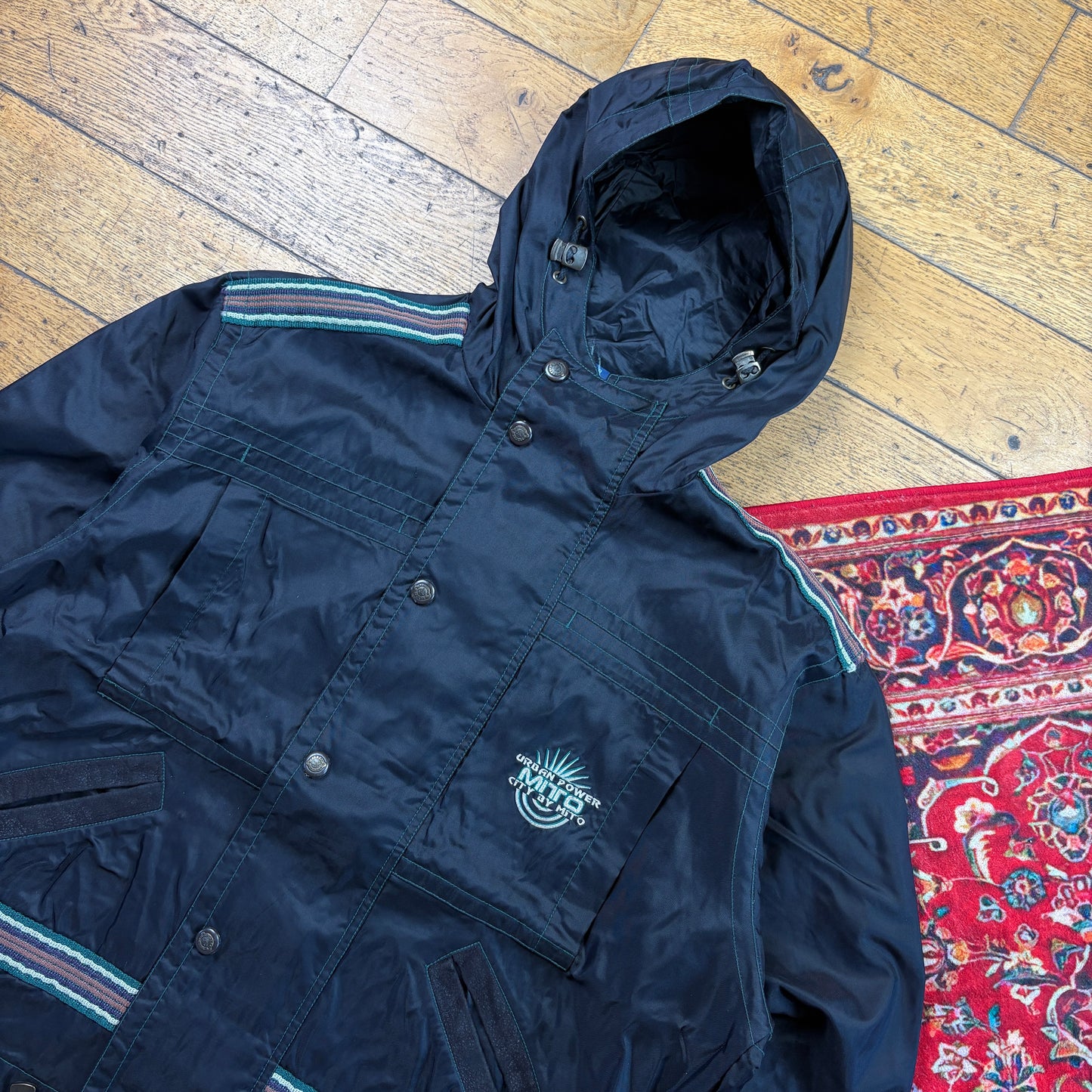 Vintage Mito Black Parka Jacket Coat - XL