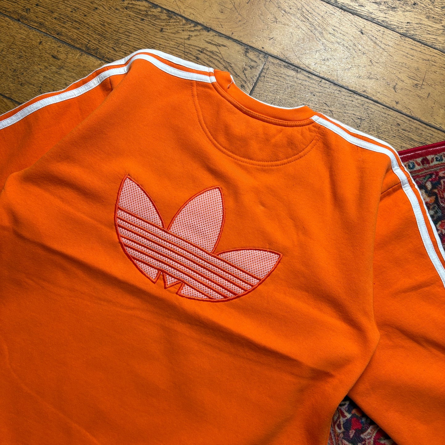 Vintage 90s Adidas Orange Embroidered Sweatshirt - XL