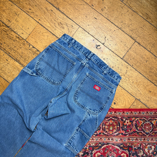Vintage Dickies Workwear Carpenter Baggy Blue Jeans - 34R