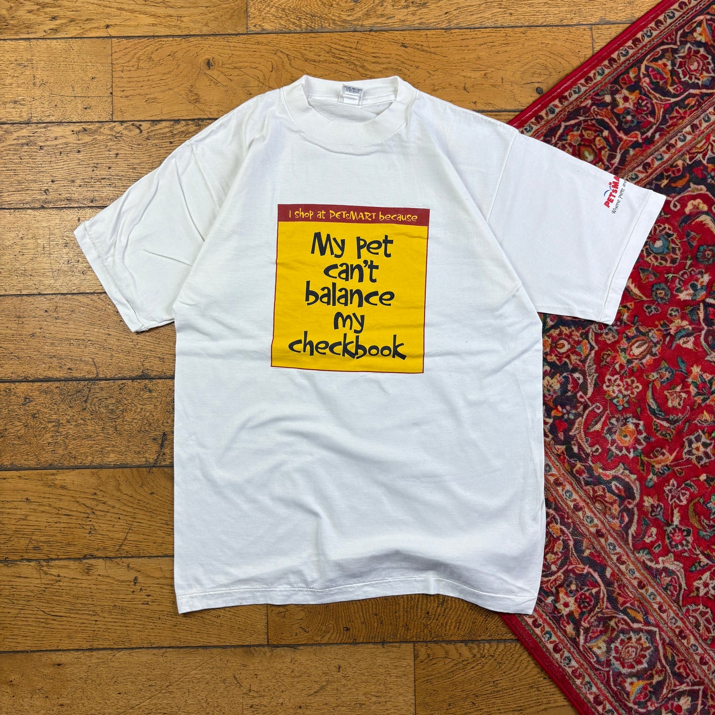 Vintage 90s Petsmart White Funny Single Stitch Graphic T-Shirt - S