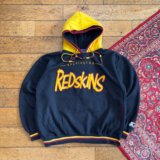 Vintage NFL Washington Redskins Black Hoodie Embroidered Sweatshirt - XL