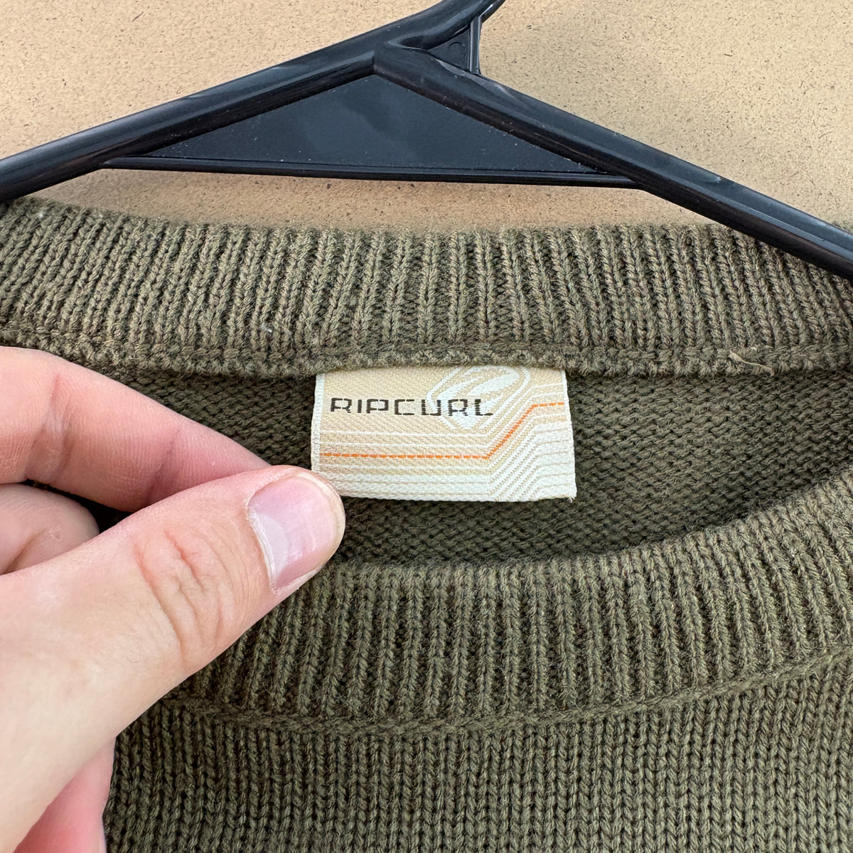 Vintage Rip Curl Green Wool Blend Surfwear Stripe Chunky Knit Jumper - S