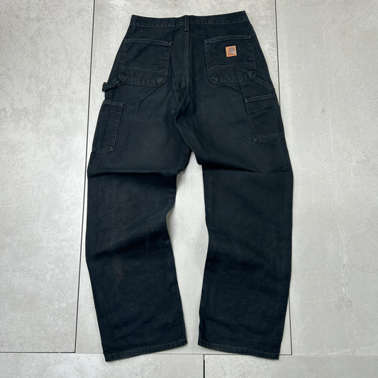 Vintage Carhartt Black Workwear Carpenter Baggy Trousers - 30