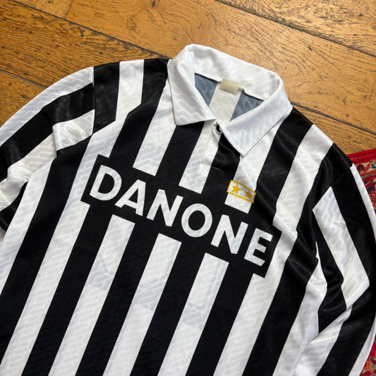 Vintage Black White Stripe Football Long Sleeve T-Shirt - M
