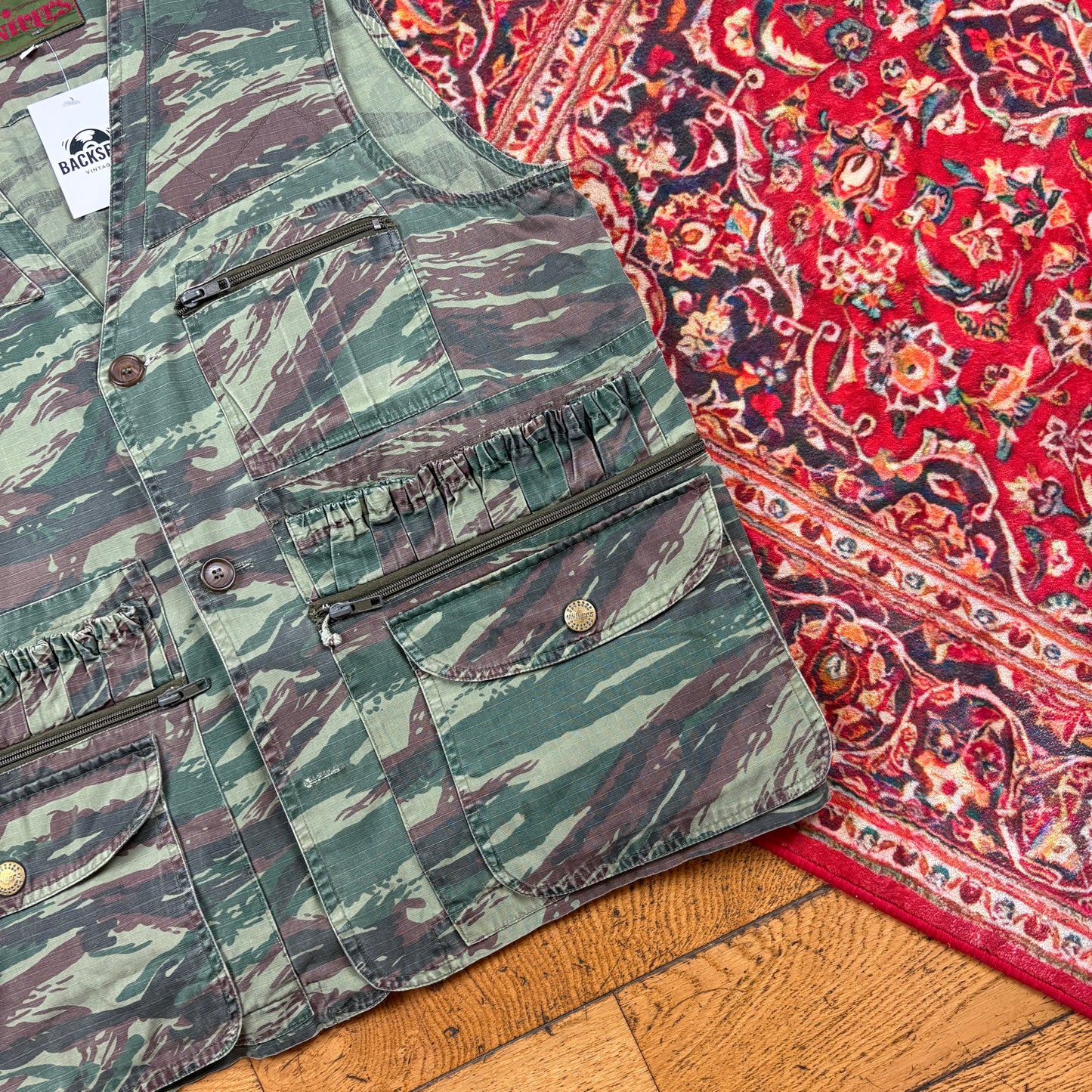 Vintage Camo Green Pattern Workwear Gilet Tactical Vest - M