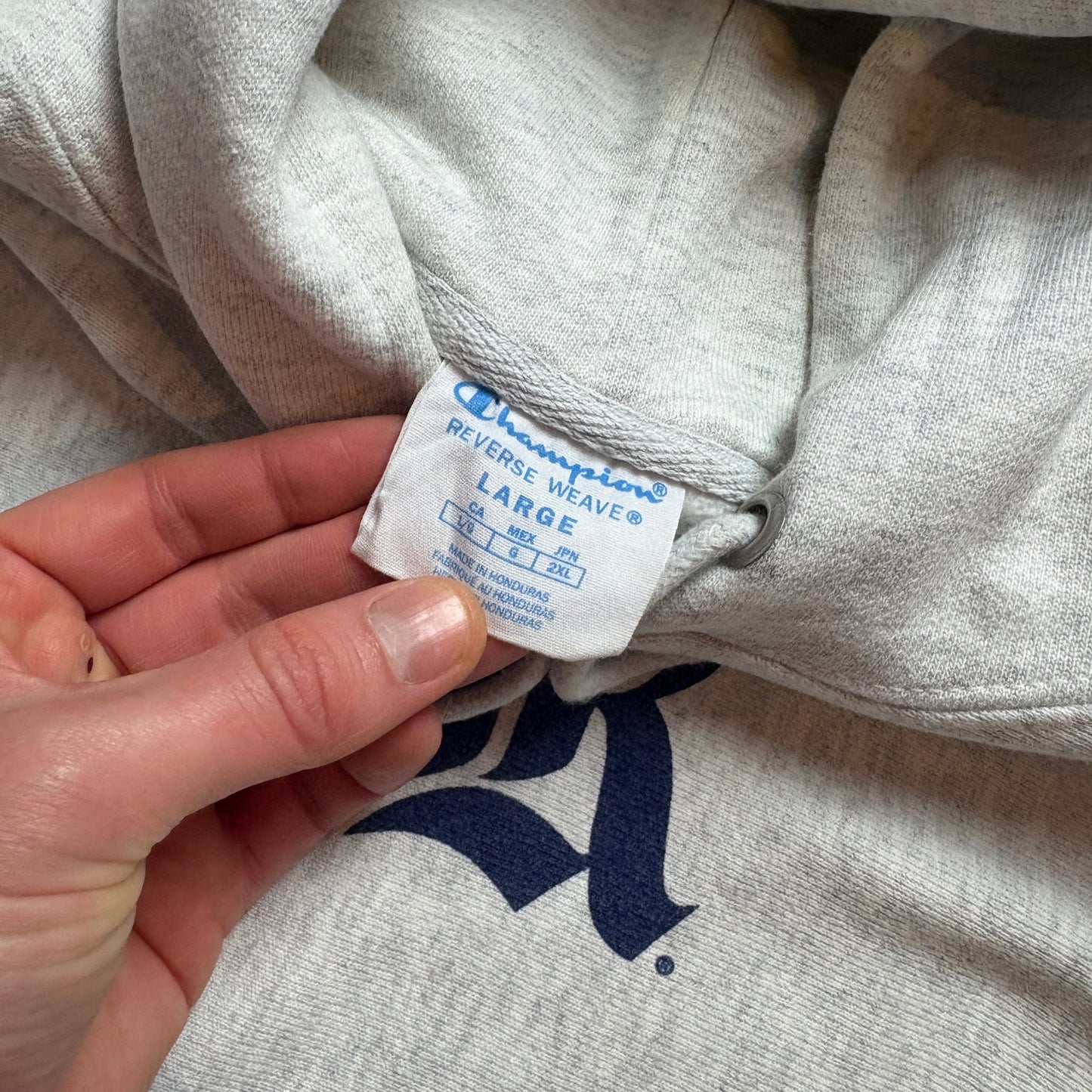 Vintage Champion Rice USA College Grey Boxy Sweatshirt - L