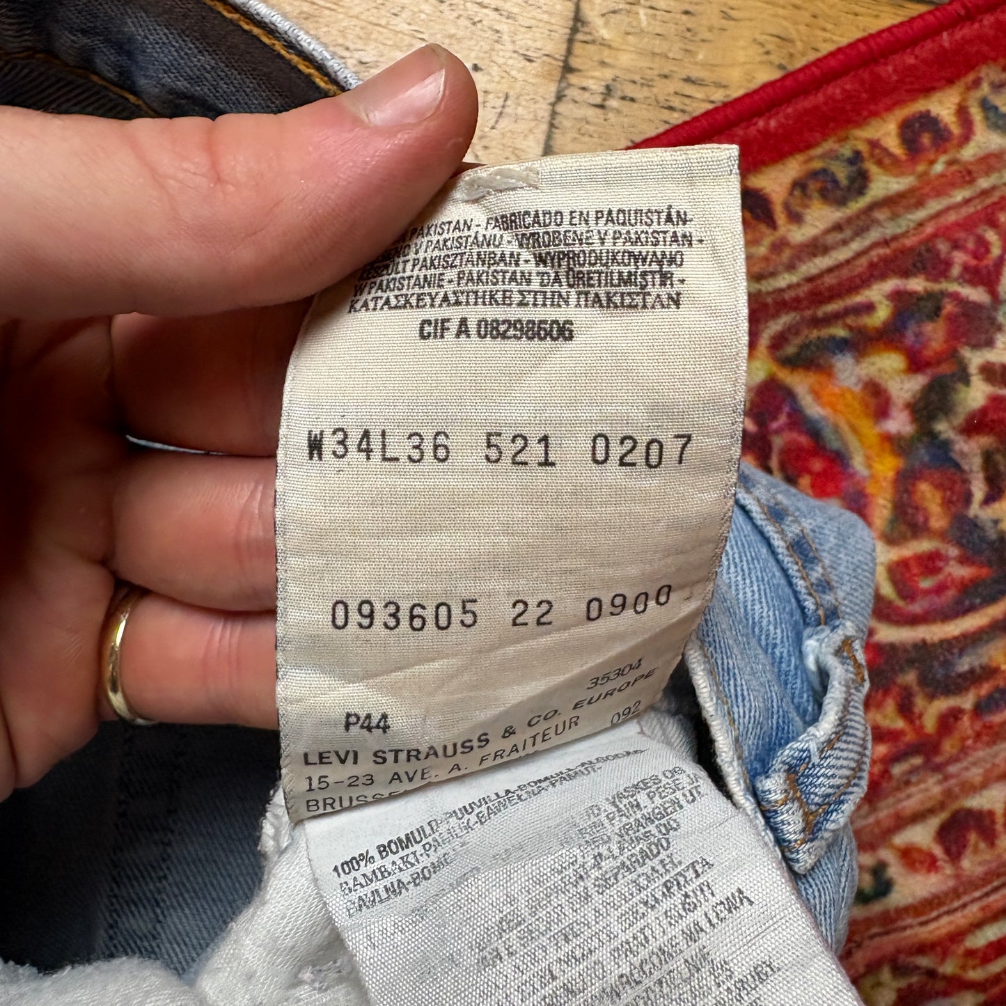 Vintage Levis 521 Straight Blue Denim Jeans - 34L