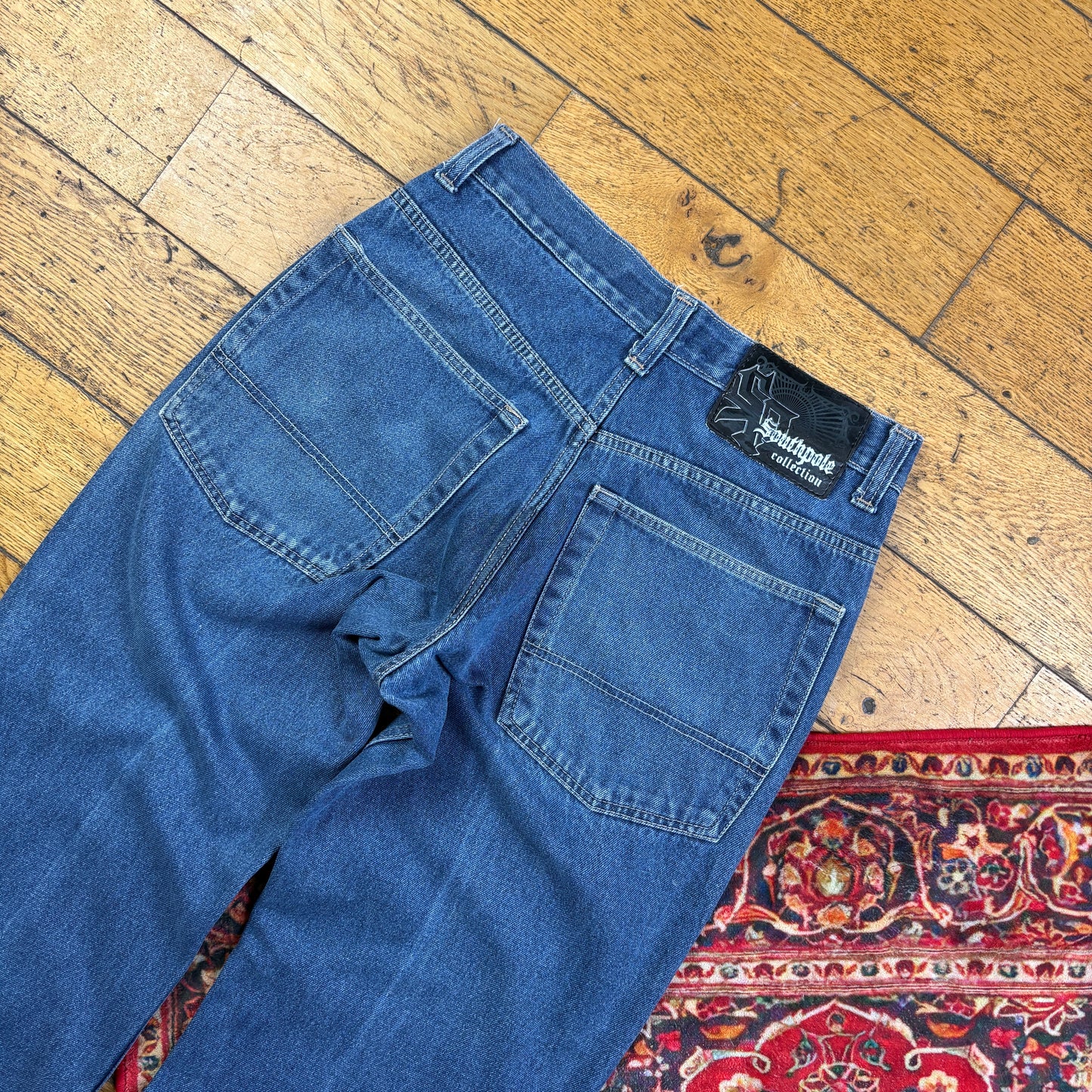 Vintage Southpole Blue Embroidered Y2K Hip Hop Baggy Jeans - 32