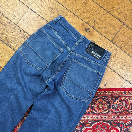 Vintage Southpole Blue Embroidered Y2K Hip Hop Baggy Jeans - 32