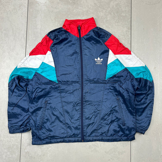 Vintage 80s Adidas Navy Tracksuit Track Shell Windbreaker Jacket - L