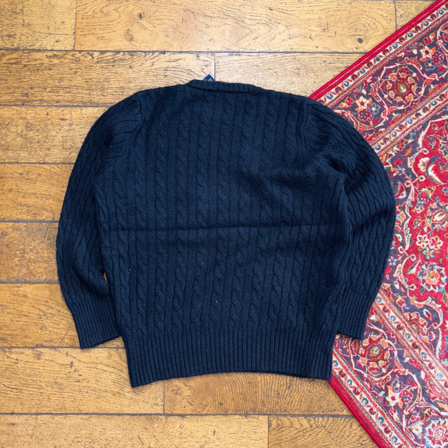 Vintage Ralph Lauren Navy Cable Knit Jumper - XS