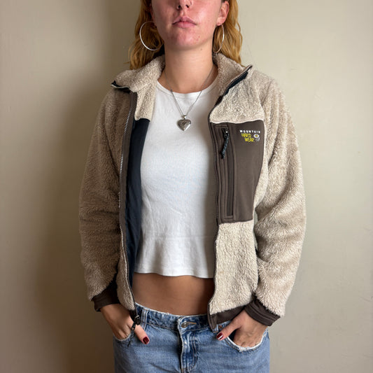 Vintage Mountain Hardwear Cream Brown Gorpcore Fleece Embroidered Jumper - S