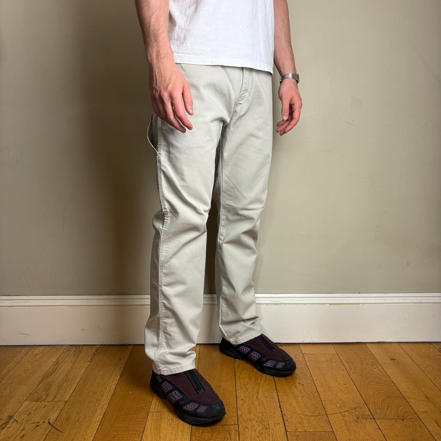 Vintage Dickies White Cream Workwear Carpenter Baggy Trousers - 34R