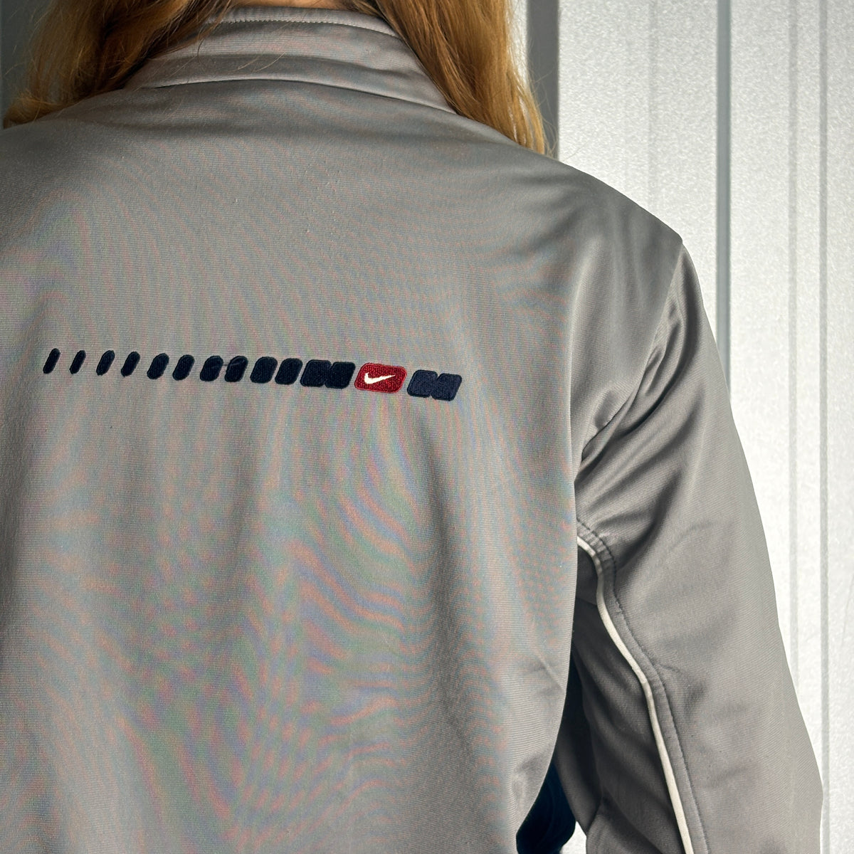 Nike 00s Y2K Grey Silver Tracksuit Track Shell Womens Windbreaker Jacket - L