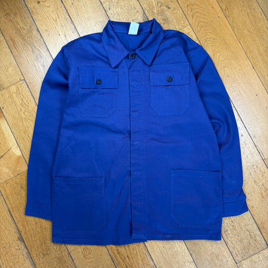 Vintage French Chore Workwear Jacket Blue Overcoat - M
