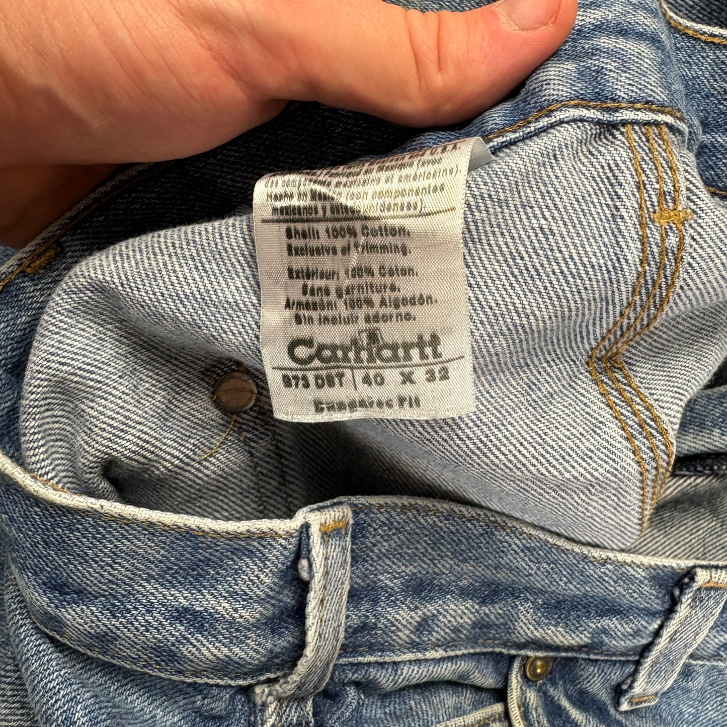 Vintage Carhartt Blue Double Knee Workwear Carpenter Baggy Jeans - 40