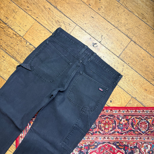 Vintage Dickies Workwear Carpenter Black Baggy Trousers - 38R