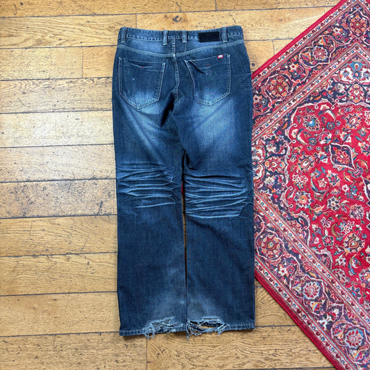 Vintage Ecko Unltd Blue Embroidered Y2K Hip Hop Baggy Jeans - 36