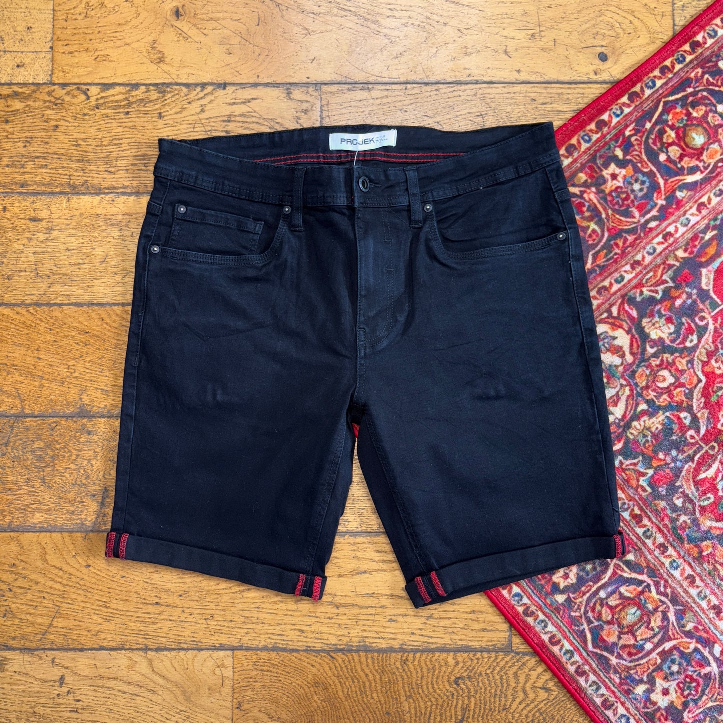 Vintage Black Denim Shorts - 36