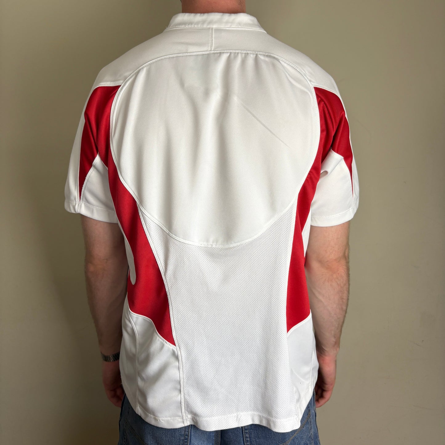 Vintage Nike England Rugby White Red Rugby Shirt - XL