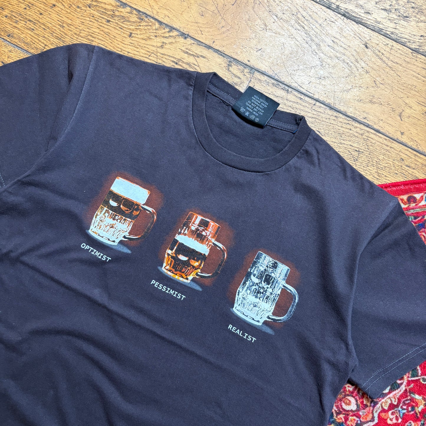 Vintage Brown Funny Beer Graphic T-Shirt - S
