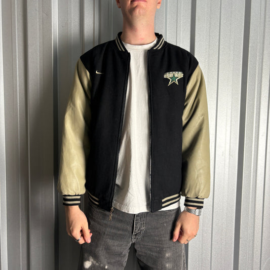 Vintage Nike 90s Dallas Black Varsity Reversible Bomber Jacket - M