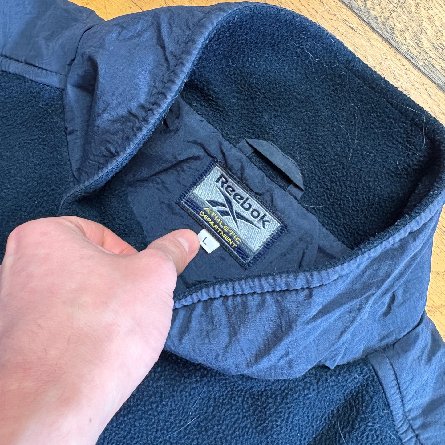 Vintage Reebok Navy Fleece Zip Gilet Vest - L