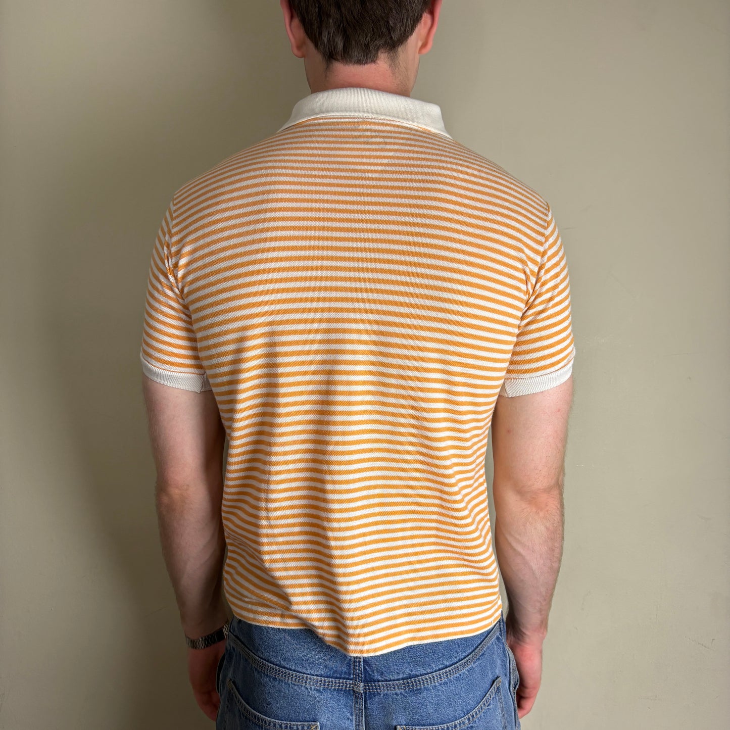 Vintage Lacoste Orange White Stripe Boxy Polo Shirt - XS