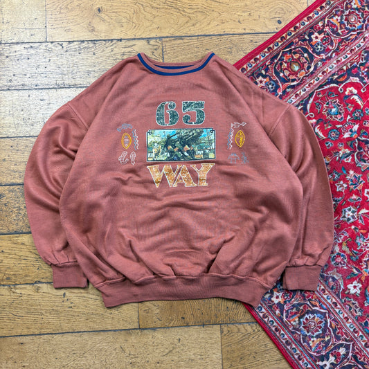 Vintage 90s Brown Embroidered Sweatshirt - L