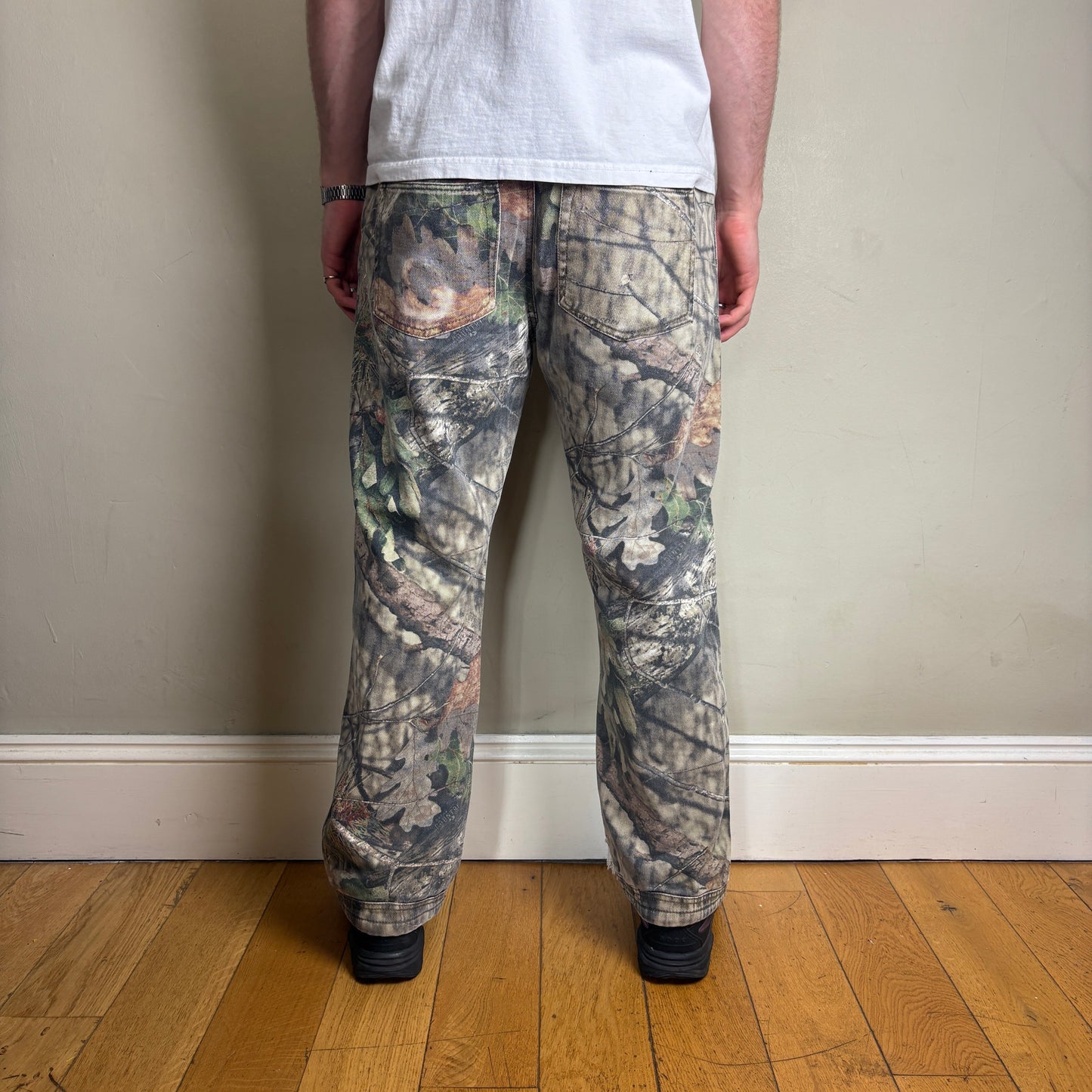 Vintage Real Tree Camo Green Hunting Fleece Lined Workwear Trousers - 34S