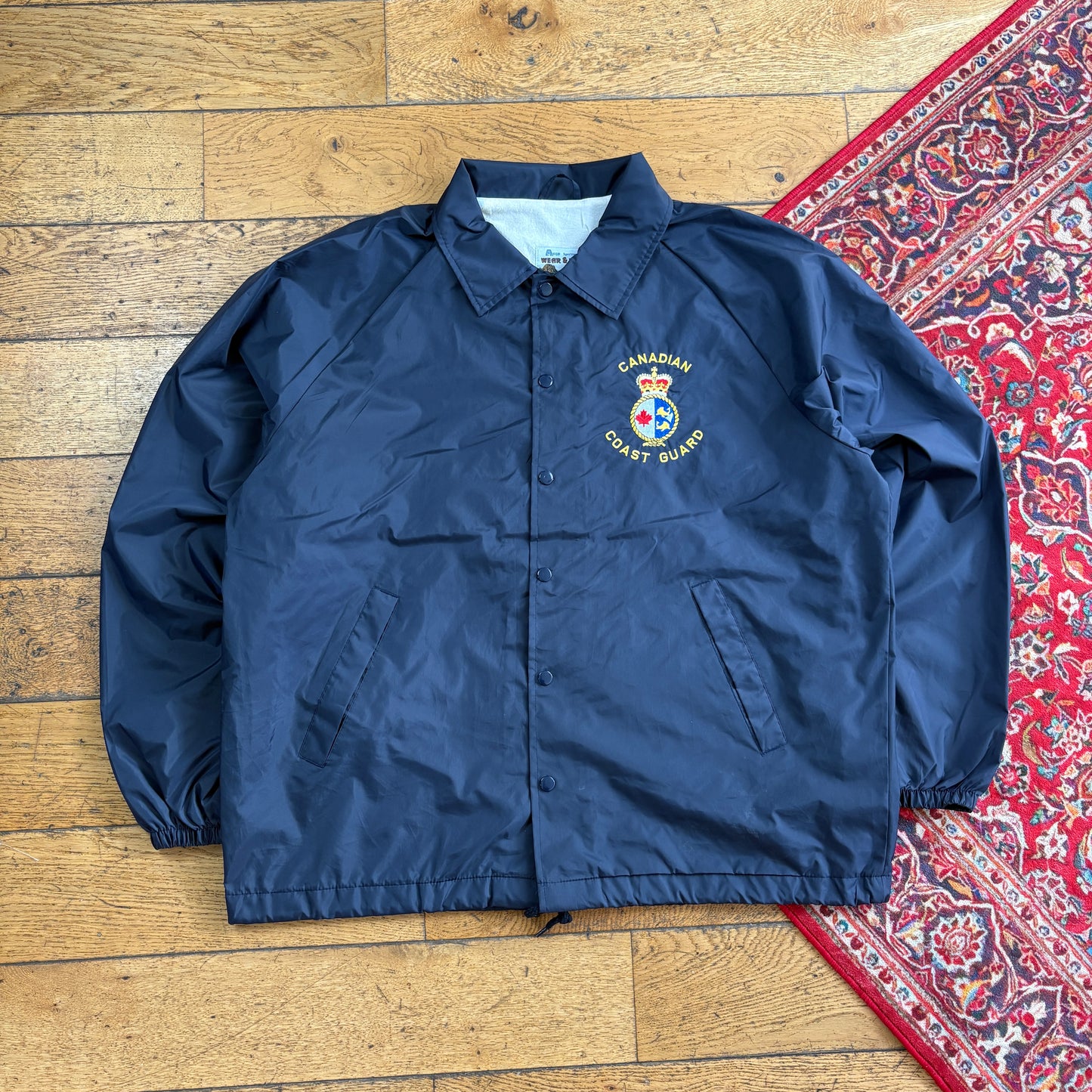 Vintage Grey Embroidered Coast Guard Nylon Coach Harrington Jacket - XL