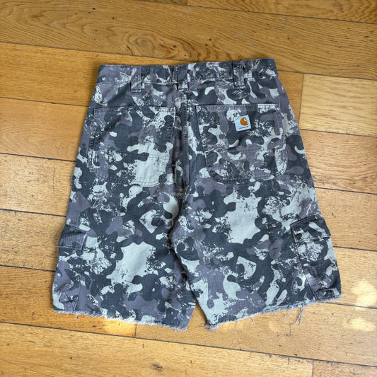 Vintage Carhartt Grey Camo Workwear Baggy Carpenter Shorts - 32