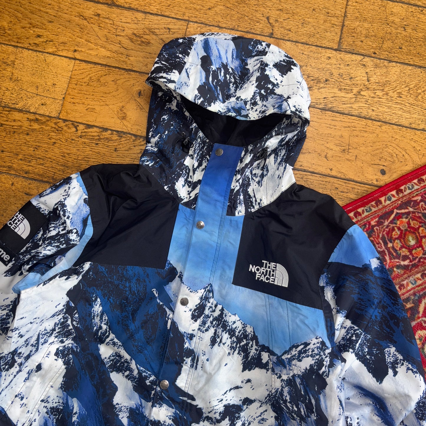 Supreme FW17 North Face Mountain Parka Blue Jacket Coat - M