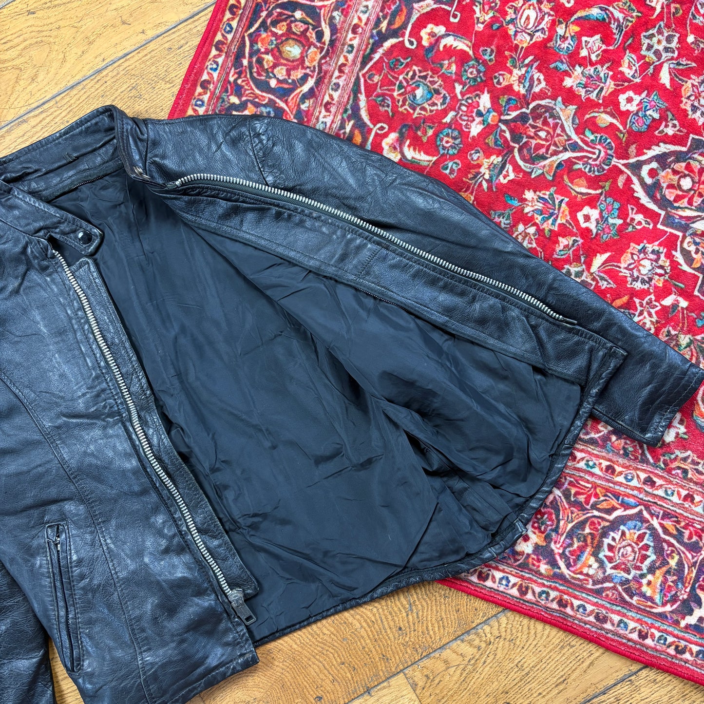 Vintage Black Biker Motorbike Leather Jacket - XS