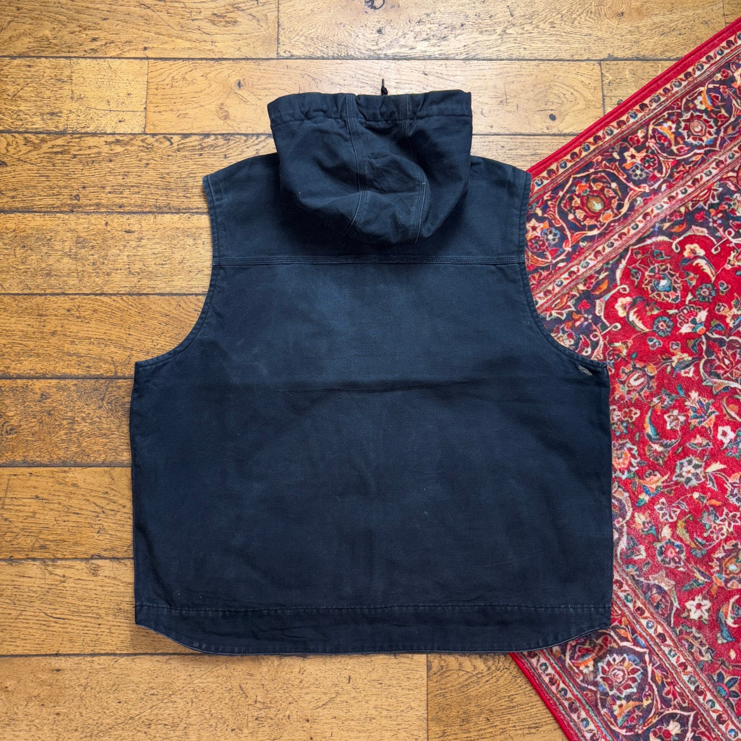 Vintage Carhartt Black Gilet Vest Hooded Workwear Jacket - XL