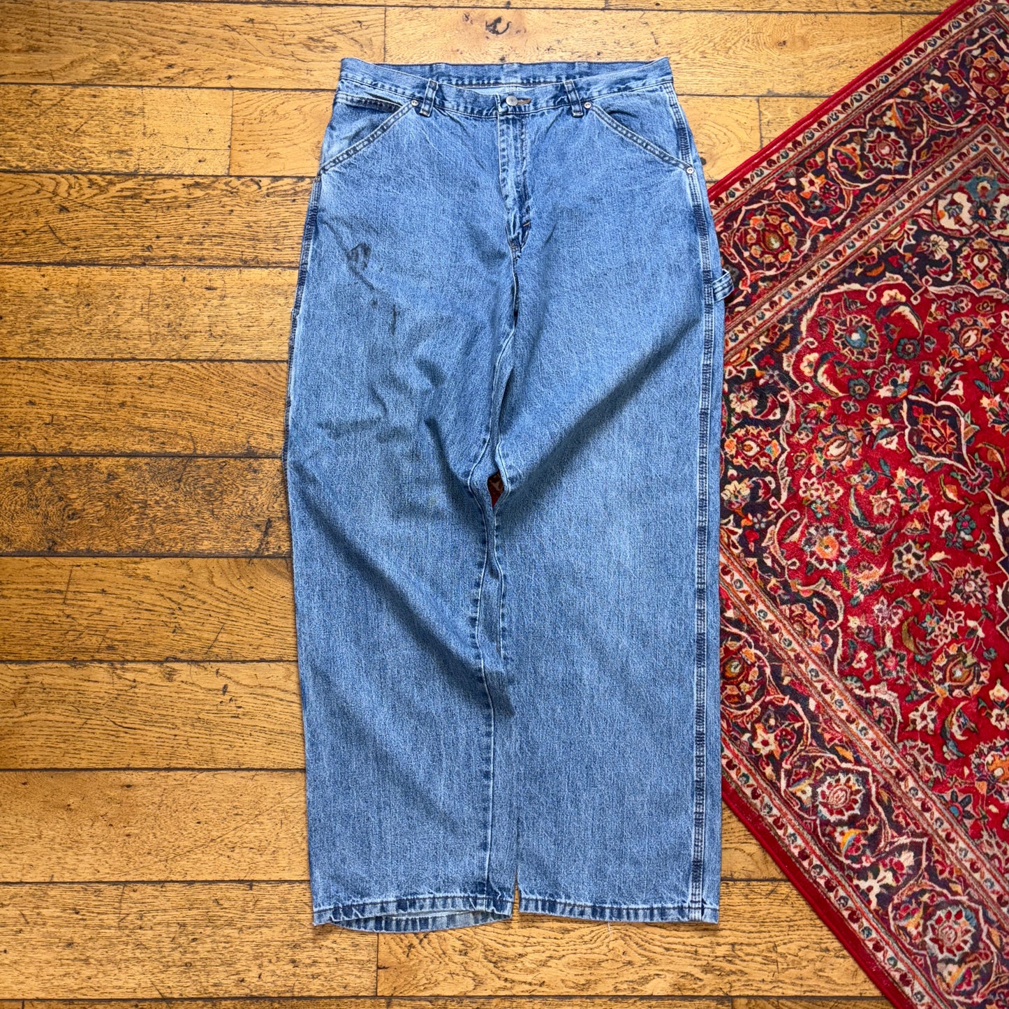 Vintage Wrangler Blue Carpenter Workwear Baggy Jeans - 34R