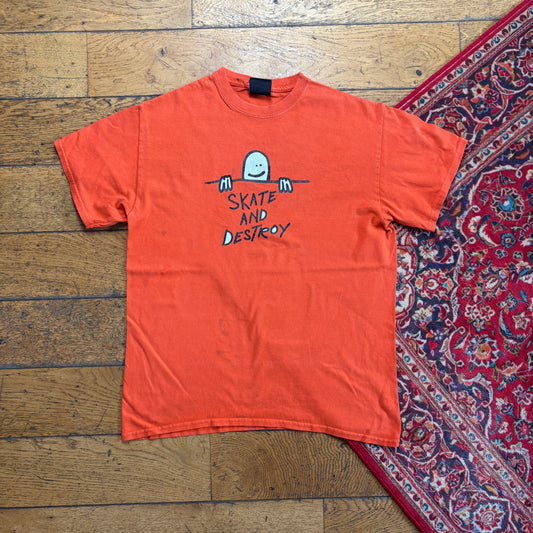 Vintage Thrasher Skate and Destroy Orange Graphic T-Shirt - XS