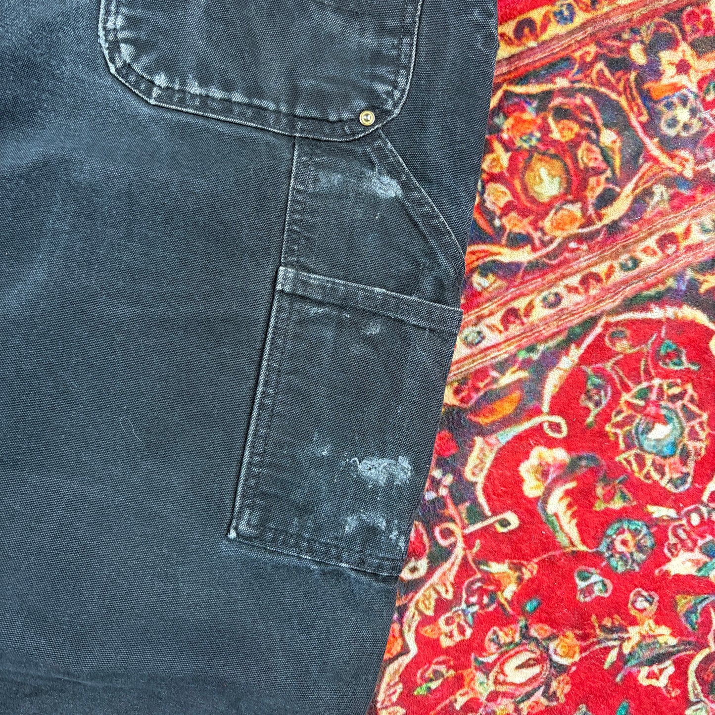 Vintage Carhartt Black Double Knee Workwear Carpenter Baggy Trousers - 36