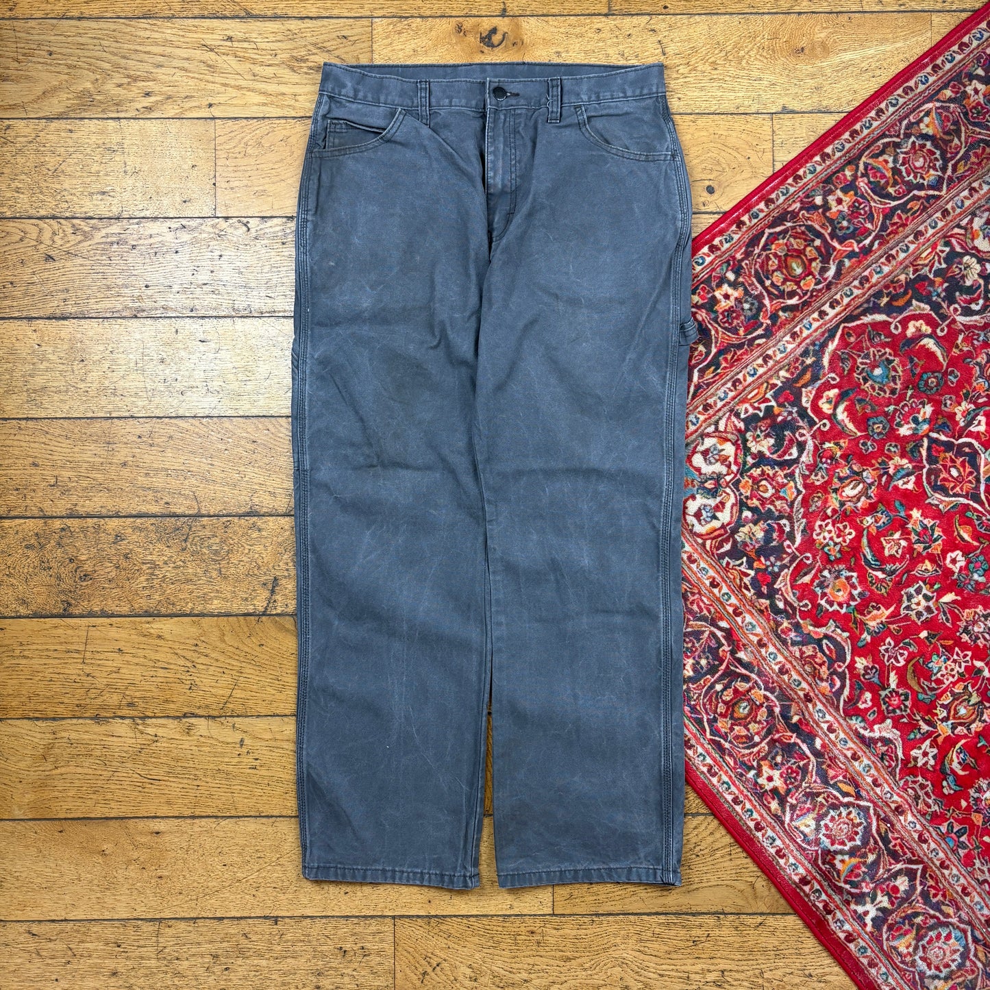 Vintage Dickies Grey Workwear Carpenter Baggy Trousers - 34