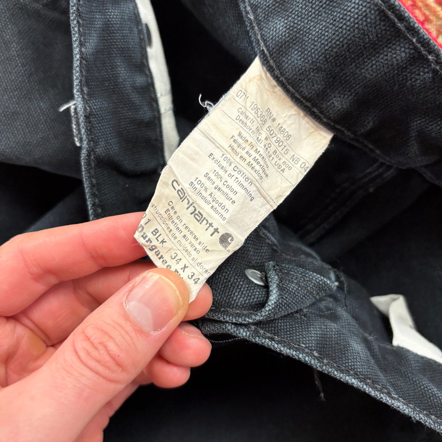 Vintage Carhartt Black Double Knee Workwear Carpenter Baggy Trousers - 34