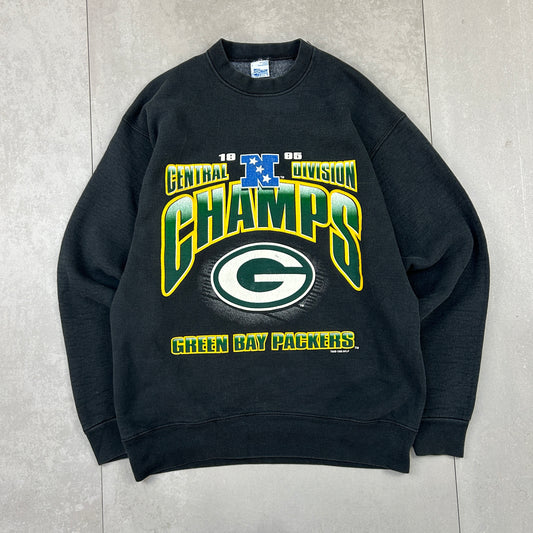 Vintage 1995 NFL Green Bay Packers Black Heavyweight Sweatshirt - L