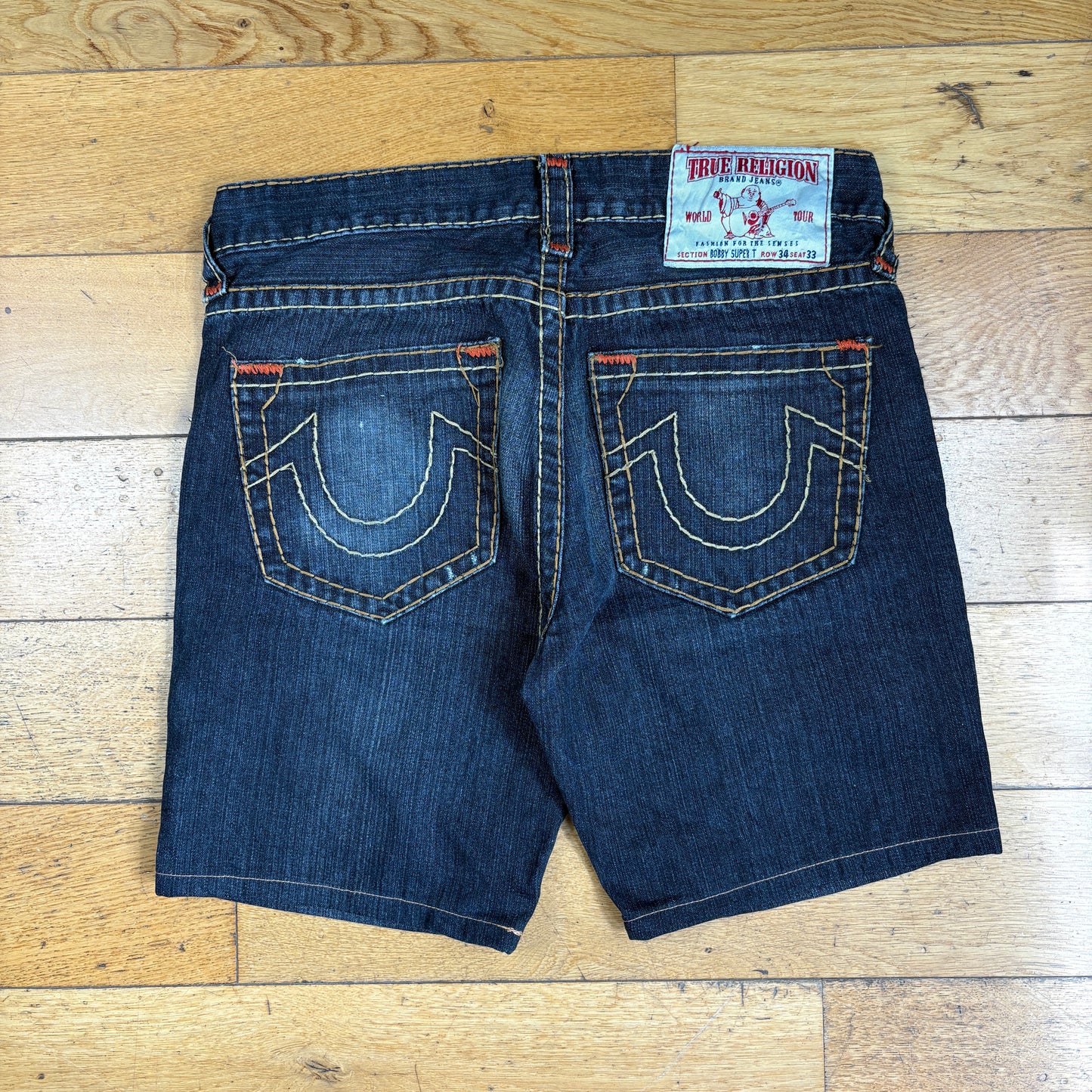 Vintage True Religion Blue Baggy Embroidered Y2K Shorts Jorts - 36