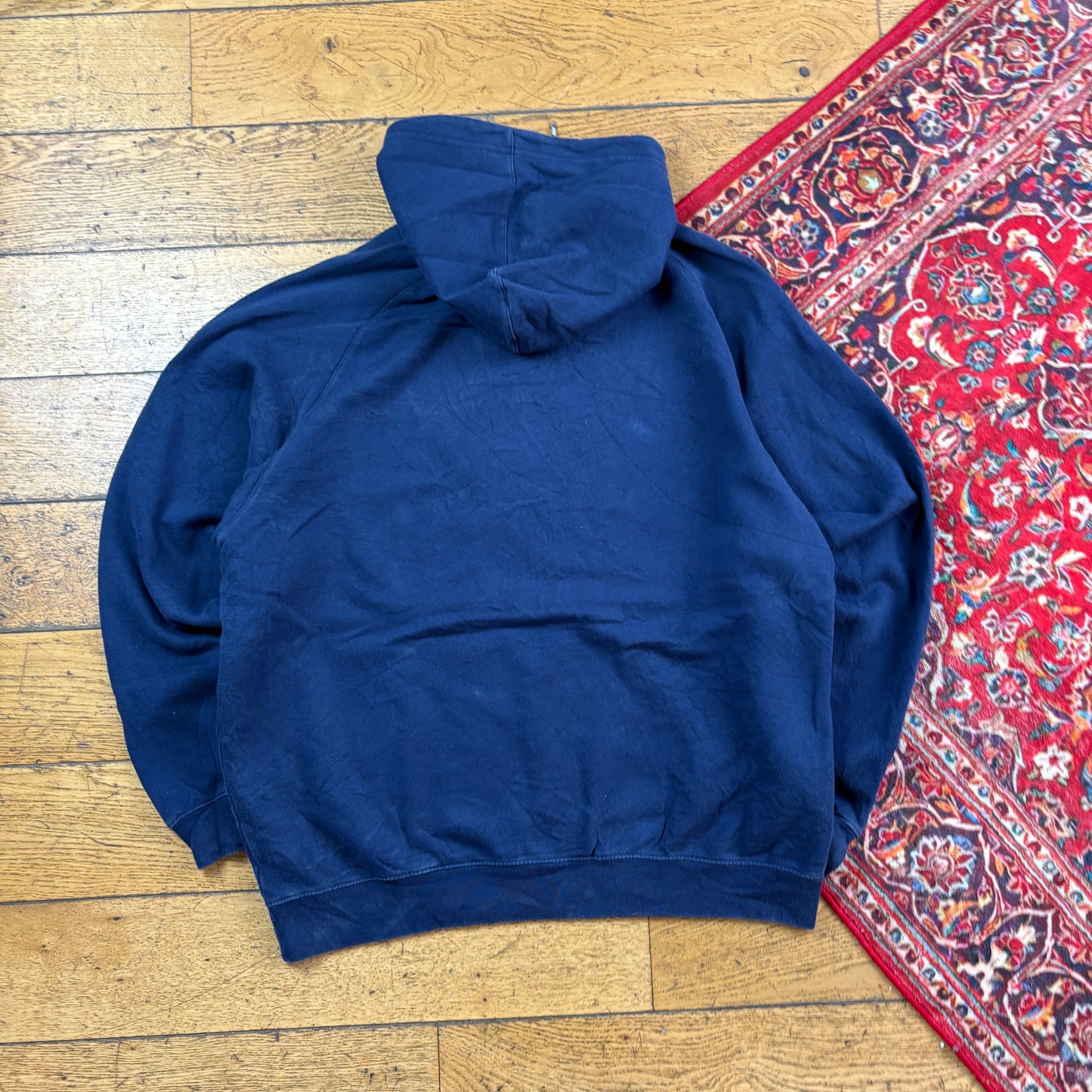 Vintage Nike Navy American Football Rugby Swoosh Hoodie Sweatshirt - L