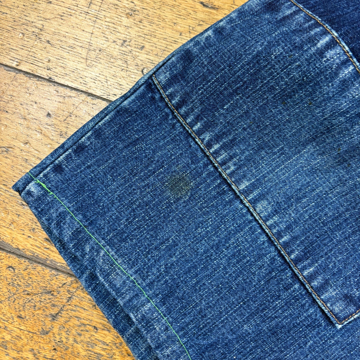 Vintage Blue Patchwork Embroidered Y2K Hip Hop Baggy Jeans - 38