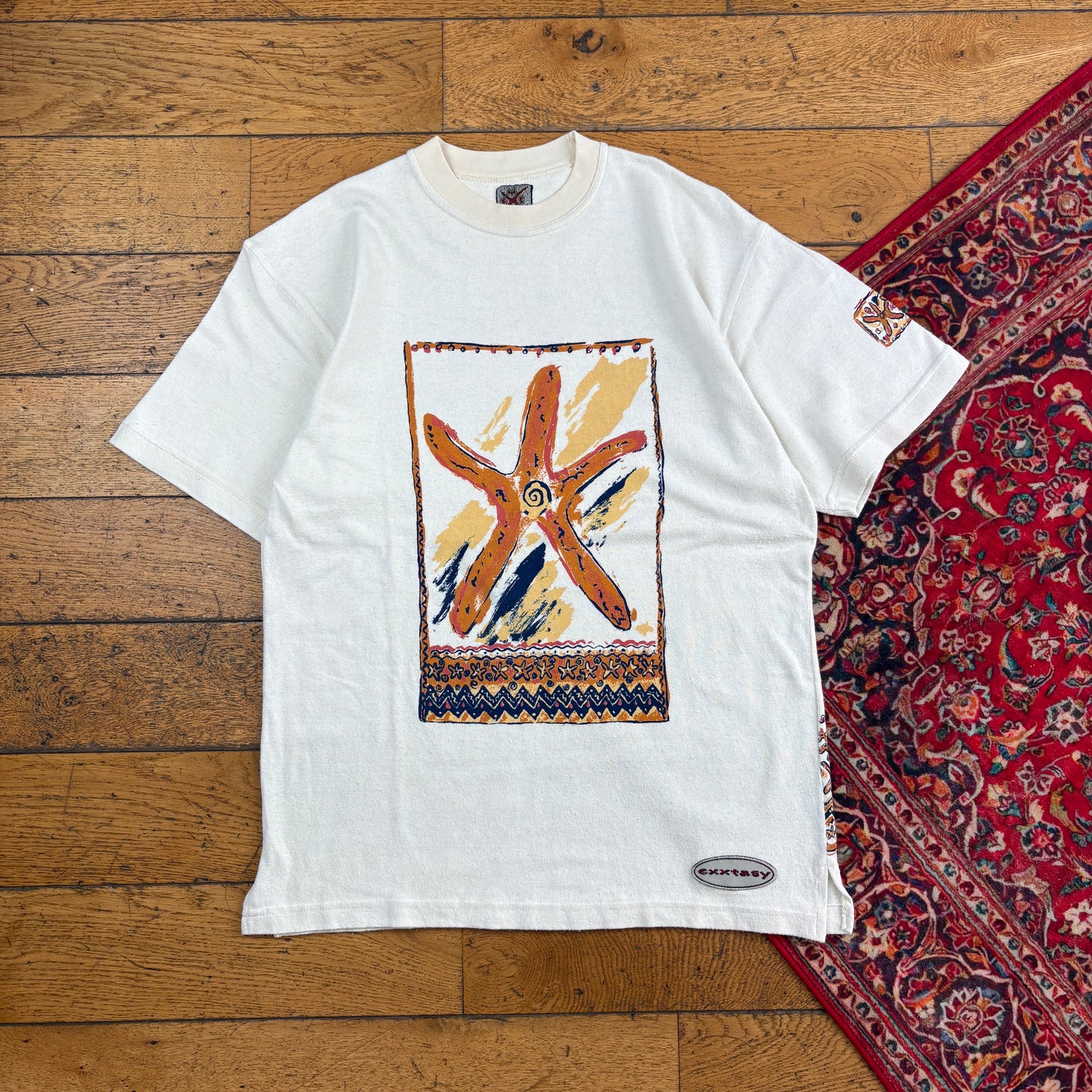 Vintage 90s Cream Surfwear Beach Graphic T-Shirt - M