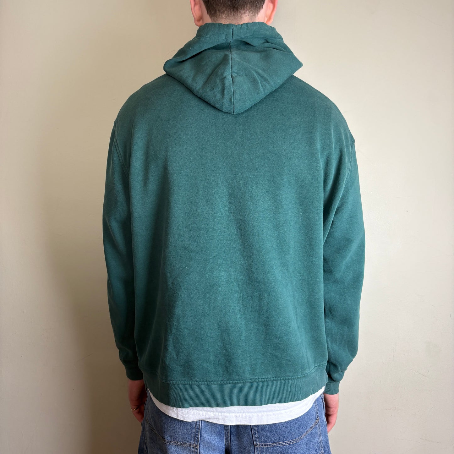 Vintage Gap Green Spellout Embroidered Hoodie Sweatshirt - L